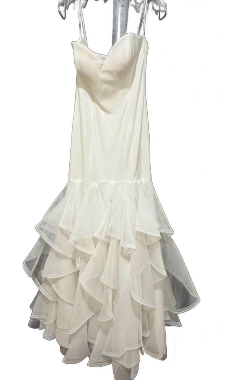 NEW ALYCE PARIS women's strapless mermaid dress in diamond white